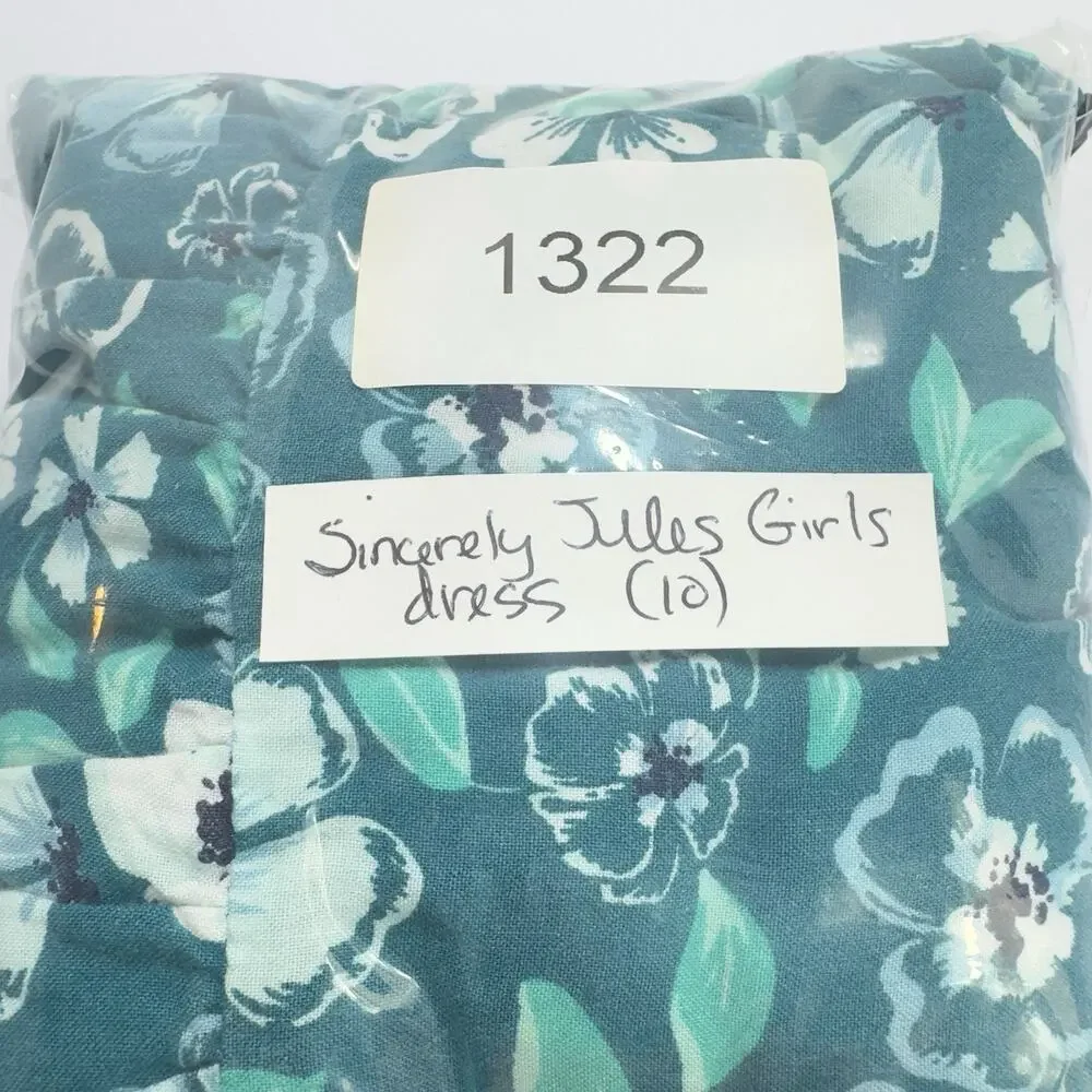 Sincerely Jules Girls Tropical Floral Tiered Midi Dress 10 Blue Green Summer